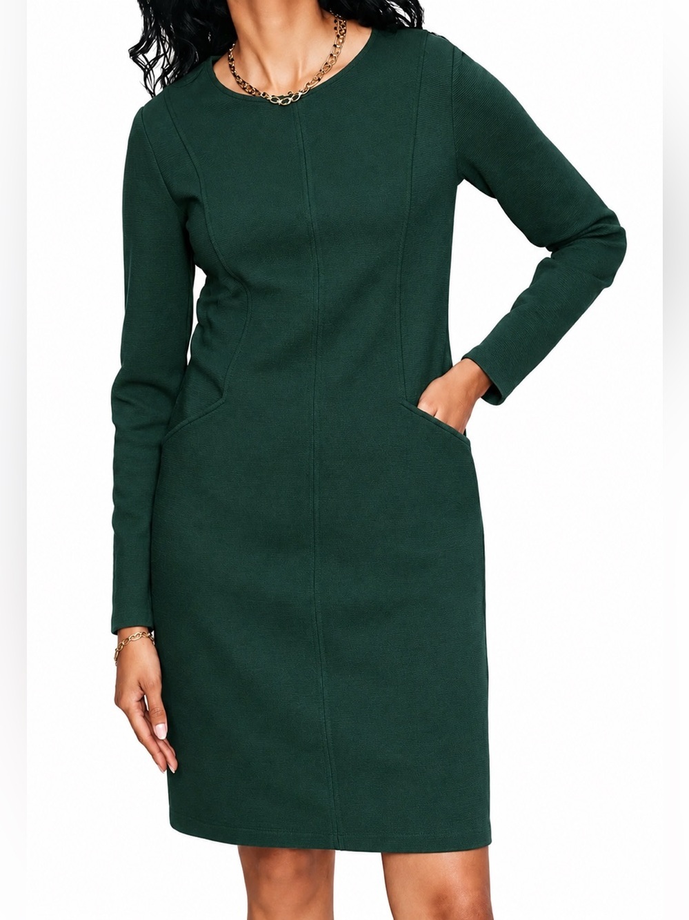 Boden textured long sleeve green dress, size 6